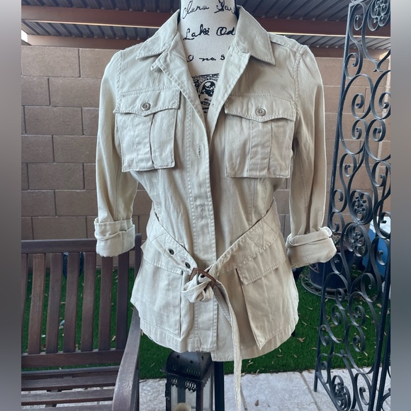 Denim & Supply R Lauren Safari Style Cotton Neutral Short Trench Jacket S/P S P - Picture 4 of 16